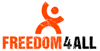 FREEDOM4ALL logo zwart oranje op wit